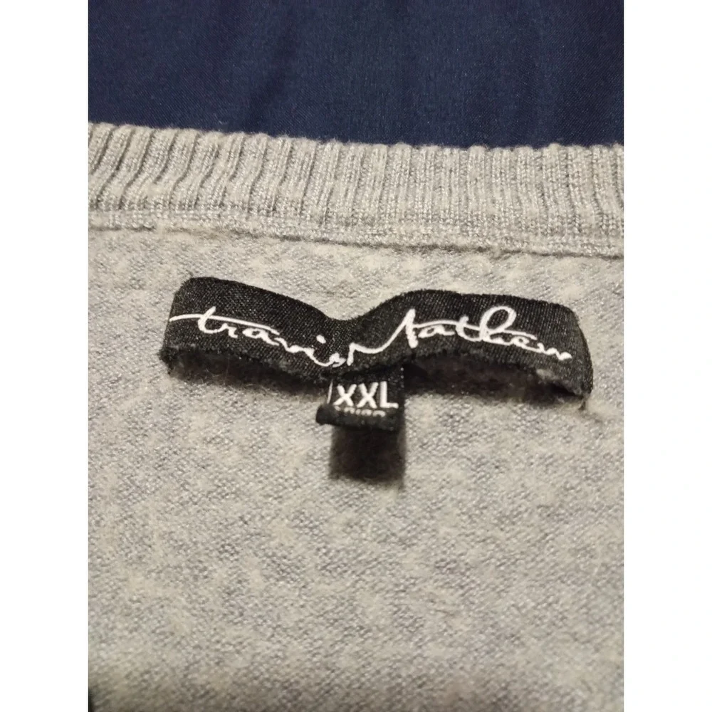 Travis Mathew Sweater Mens 2XL Gray V‎ Neck  Golf Merino Wool Blend
